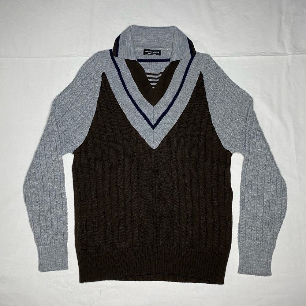 Costume National Women’s Collared Grey Wool Blend Sweater XL